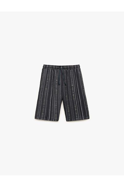 Koton Wrapped Striped Shorts with Elastic Waist and Pockets