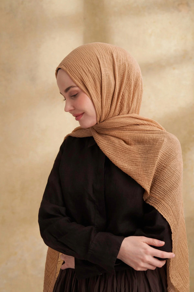 ARMANDA Σάλι με μοτίβο μουσελίνας 3351-711 Σκούρο Μπεζ