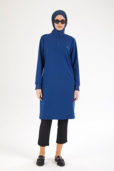 Armine TREND ARMİNE TREND Kolları ve Yakası Ribanalı Yarım Fermuarlı Tunik-Saks 25YT437