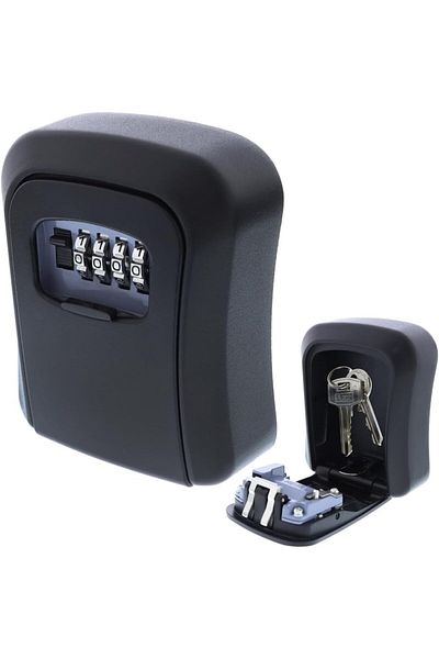 zola Seif pentru chei, cu cifru, rezistent la apa, montare pe perete, plastic, 11.7x9.5x4 cm, negru
