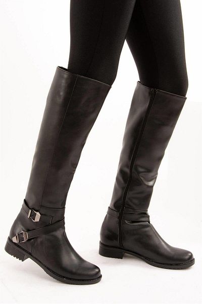 Fox Shoes E726203409 Μαύρες Γυναικείες Μπότες με χαμηλό τακούνι