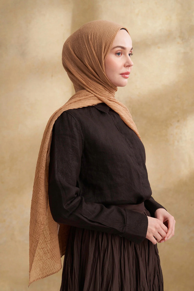 ARMANDA Σάλι με μοτίβο μουσελίνας 3351-711 Σκούρο Μπεζ