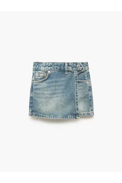 Koton Fusta scurtă din denim din bumbac cu buzunar