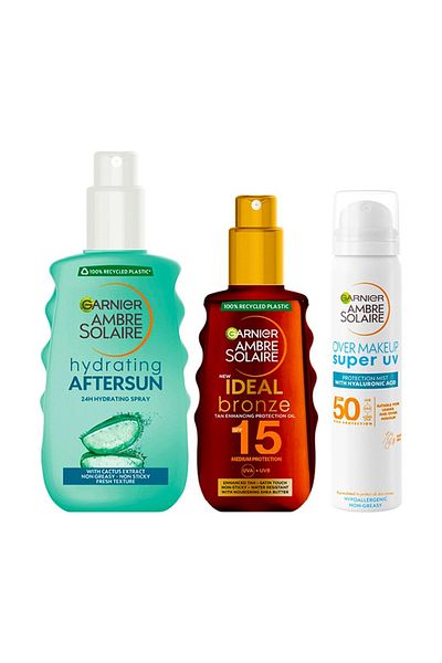 Garnier Ambre Solaire, Aftersun Spray 200ml, Sunscreen Oil Bronze Spf 15 200ml, Spr Face Spf 50 75ml