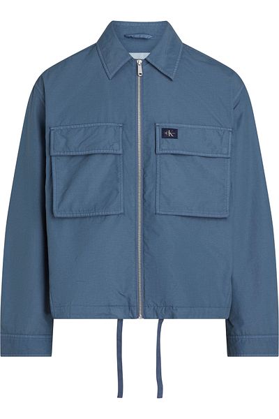 Calvin Klein Men Vintage Indigo Garment Dye Cotton Windbreaker Jacket