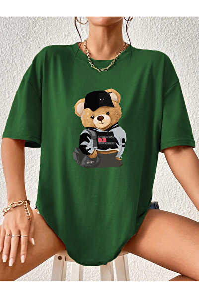 nux.boutique Teddy Bear - Sport Cool Printed Organic Cotton Black Unisex - Women - Men - T-shirt