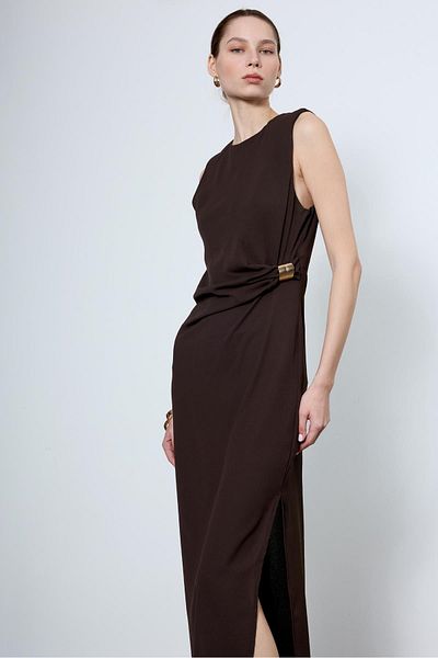 Ladies&Gentlemen Buckle Brown Dress