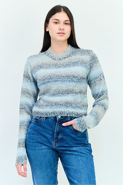 NIA Women Ribbed Collar Textured Sweater, Multicolor