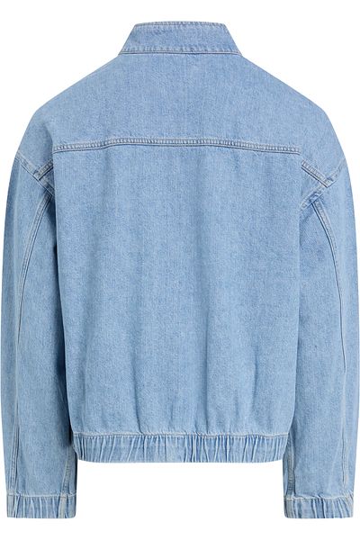 Calvin Klein Men Denim Light Blue Relaxed Denim Half Zip Jacket