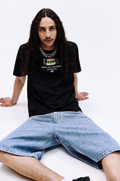 Pull & Bear Siyah La Gioconda t-shirt