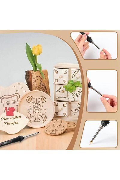 OEM Set pirografic din lemn și piele – 56 de piese cu alfabetul A-Z, cifre și caractere speciale