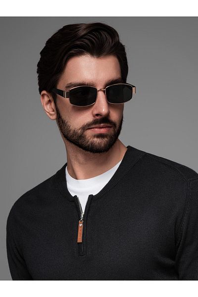 OMBRE Herrenpullover mit Viskose und breitem Ausschnitt - schwarz V2 OM-SWZS-0124 XXL