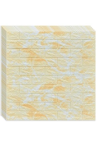 HOZRO Set 50 x Tapet 3D autoadeziv HOZRO, Model imitatie caramida, Piatra Galbena