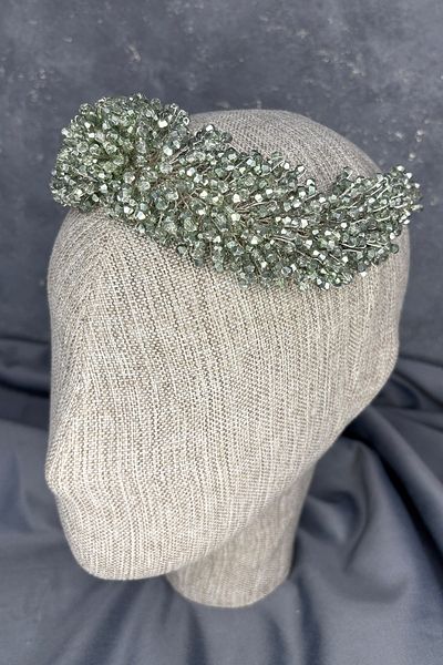 Hayalperest boncuk Diamira Sparkling Romantic Stone Bridal Accessory Gray Green