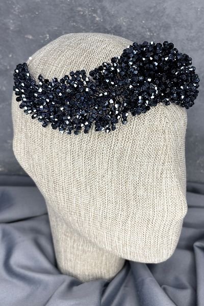 Hayalperest boncuk Diamira Beaded Dense Bridal Hair Accessory Navy Blue