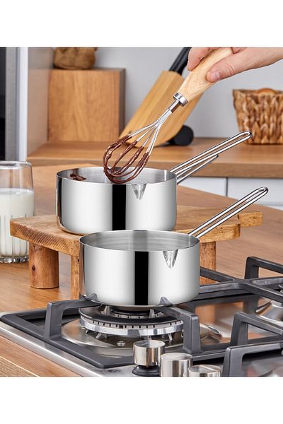 Steel & More Steel Set of 2 Saucepan Saucepan Milk Jug 12Cm-14Cm