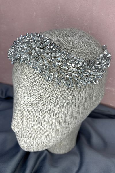 Hayalperest boncuk Accesoriu pentru păr de mireasă dens cu margele Diamira Gri