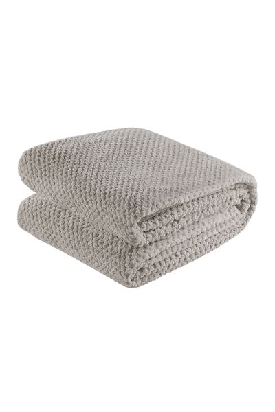 Dormitio Soft flannel jacquard waffle pattern blanket, 150x200 cm, 100% polyester, 260gsm, Light grey