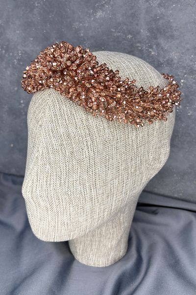 Hayalperest boncuk Accesoriu pentru păr de mireasă dens cu mărgele Diamira Cupru