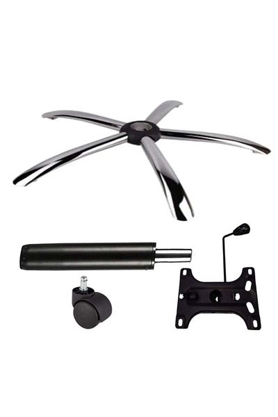 Depox Set de plăci de echilibru metalice 26 x 15 cm, bază 60 cm, cilindru universal cu rolă și piston, scaune de birou