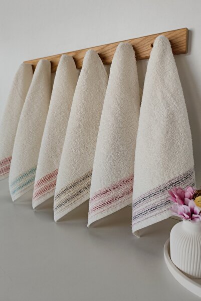 Sevim 6'lı Mutfak Havlusu Seti - %100 Pamuk Renkli Çizgili Mutfak Havlusu