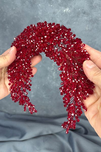 Hayalperest boncuk Diamira Sparkling Romantic Stone Bridal Accessory Burgundy