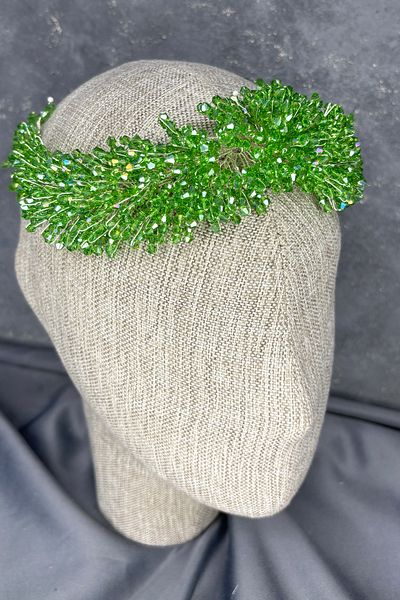 Hayalperest boncuk Diamira Sparkling Romantic Stone Bridal Accessory Grass Green