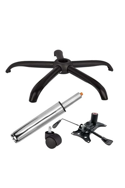Depox Set de plăci de echilibru metalice 25 x 15 cm, bază 64 cm, cilindru universal cu rolă și piston, scaune de birou