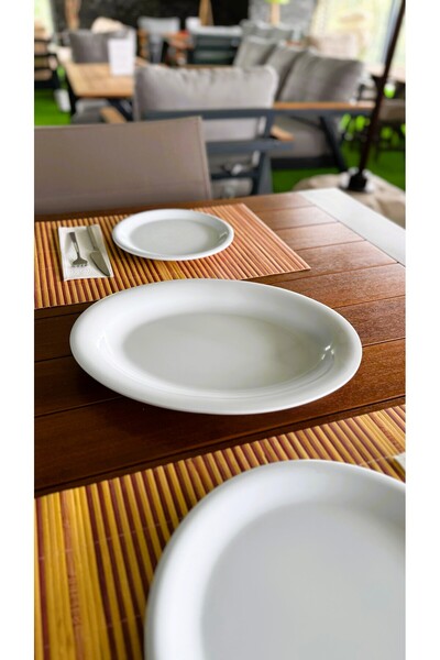 Alezy 629 Göreme Melamine Thermostar Arya Boat Plate 33,5X26 cm White