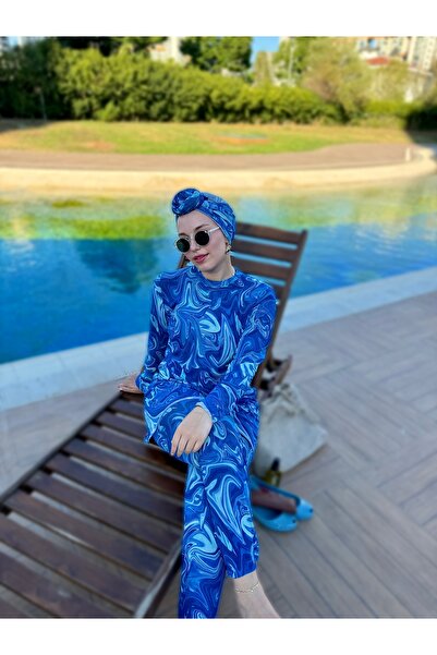 QYMOS PRIVE Comfortable and Patterned Tightness Swimsuit with Sunshielding, Breathable, Eyelet, No Show Lycra