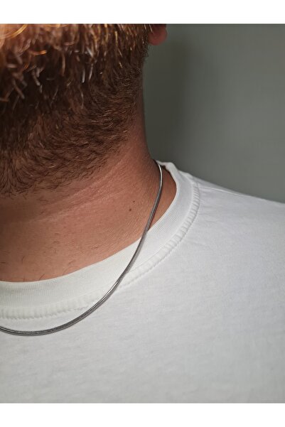 ZEYM قلادة سلسلة ثعبان من الفولاذ باللون الفضي – للجنسين