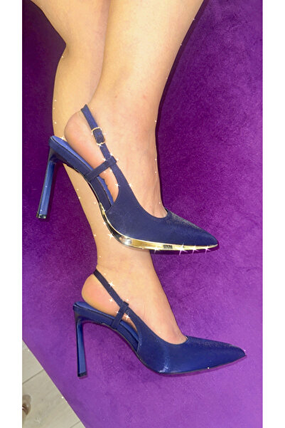 purple shoes Arkası açık saten parlak stiletto