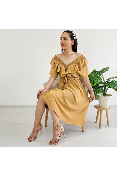 6 butik altı üstü butik Ruffle Detail Dress