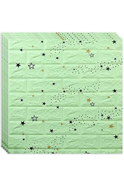 HOZRO Set 100 x Tapet autoadeziv 3D HOZRO, model cărămidă, suprafață 53,90 mp, stele verzi