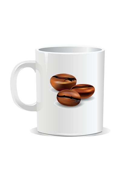 OEM Personalized coffee mug, coffee beans - White interior