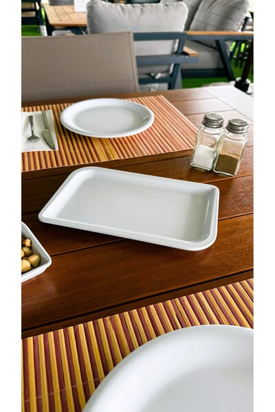 Alezy 482 Göreme Melamine Thermostar Avanos Presentation Plate 24X15 cm White