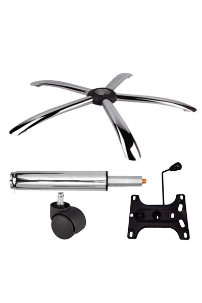 Depox Set de plăci de echilibru metalice 26 x 15 cm, bază 60 cm, cilindru universal cu rolă și piston, scaune de birou