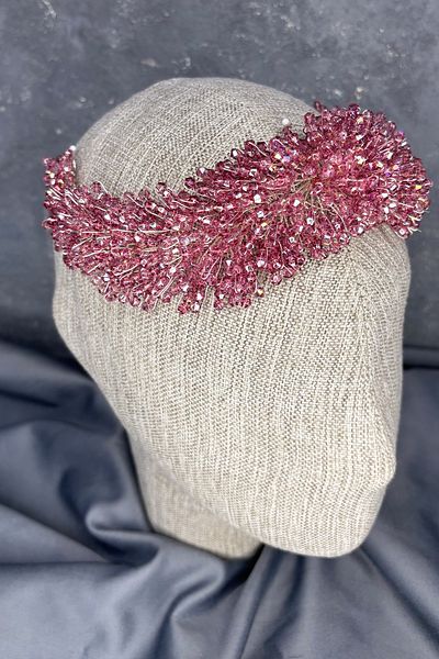 Hayalperest boncuk Diamira Beaded Dense Bridal Hair Accessory Light Fuchsia
