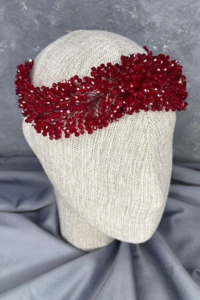Hayalperest boncuk Accesoriu pentru păr de mireasă dens cu margele Diamira Roșu Claret