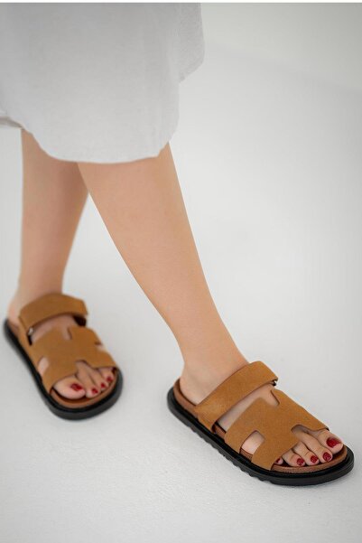 Parponi Frank Women's Suede Flat Sole Slippers Camel