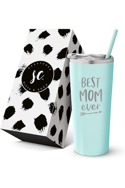 SassyCups Termos de călătorie „Cea mai bună mamă din lume”, SassyCups, culoare mentă, oțel inoxidabil, 625 ml