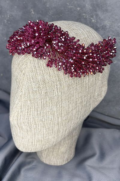 Hayalperest boncuk Accesoriu pentru păr de mireasă dens cu mărgele Diamira Fuchsia închis