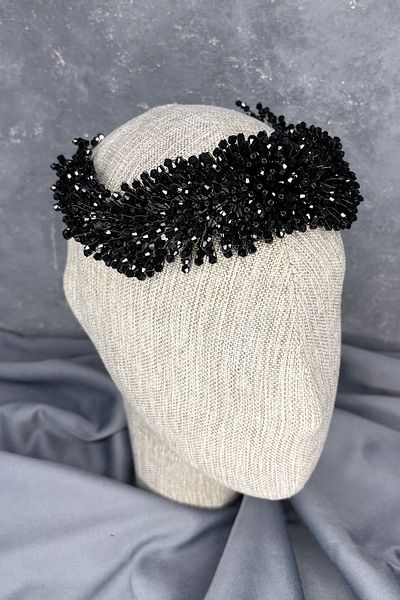 Hayalperest boncuk Diamira Beaded Dense Bridal Hair Accessory Black