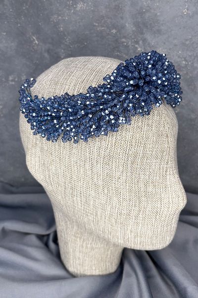 Hayalperest boncuk Diamira Beaded Intense Bridal Hair Accessory Midnight Blue