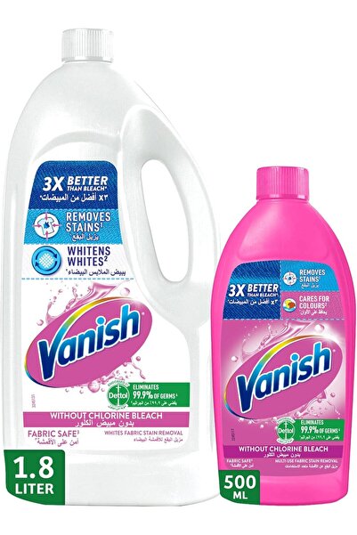 Vanish Laundry Stain Remover, White Clothes, 1.8 L +and coloured Clothes, 500mL