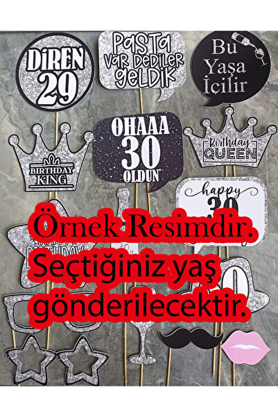 Hiras Dizayn 41 Year Old Women Men 15Pieces Silver Sparkle Slogans Birthday Party Speech Balloon Selfie Sticks