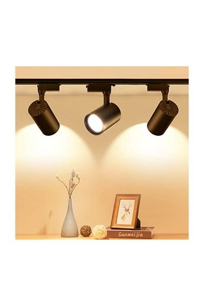 Ledarmy Modern 3-Piece Black Aluminum Case Rail Spot Lighting Set 30W 4000K Natural White Light 3200 Lm a Energy
