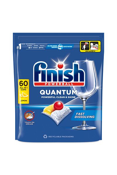 Finish Quantum All In 1 Lemon 60pcs Dishwasher Capsules.