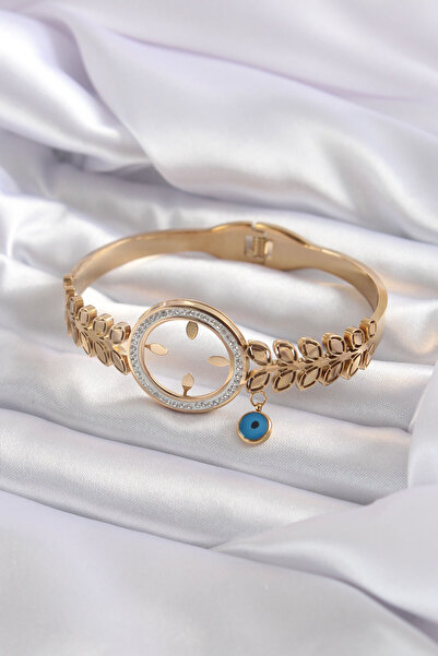 MAU CAT 316L Steel Gold Color Insertable Zircon Stone Detail Women's Handcuffs