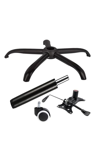Depox Set de plăci de echilibru metalice 25 x 15 cm, bază, rolă universală din cauciuc și cilindru cu piston, scaune de birou